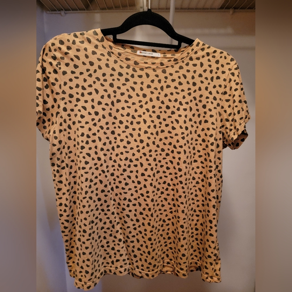 Marine Layer Tan Short-Sleeve Tee with Black Spot Print
